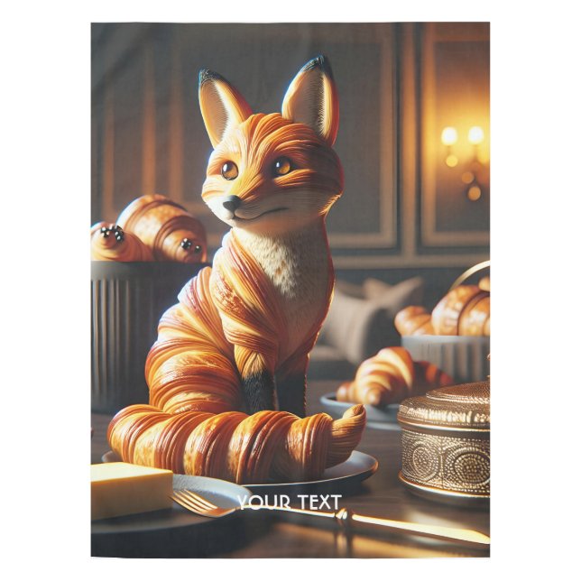 Fantasy Cute Croissant Fox Butter Tablecloth (Front)