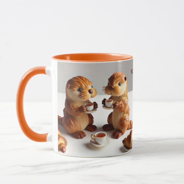 Fantasy Cute Croissants Otters Tea Mug (Left)
