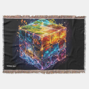 Fantasy Cute Cube Seasons Space Throw Blanket
