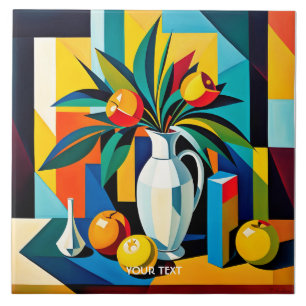 Fantasy Cute Cubist Still Life Ceramic Tile