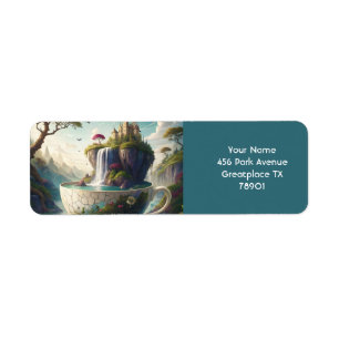 Fantasy Cute Cup Castle Lake Return Address Label