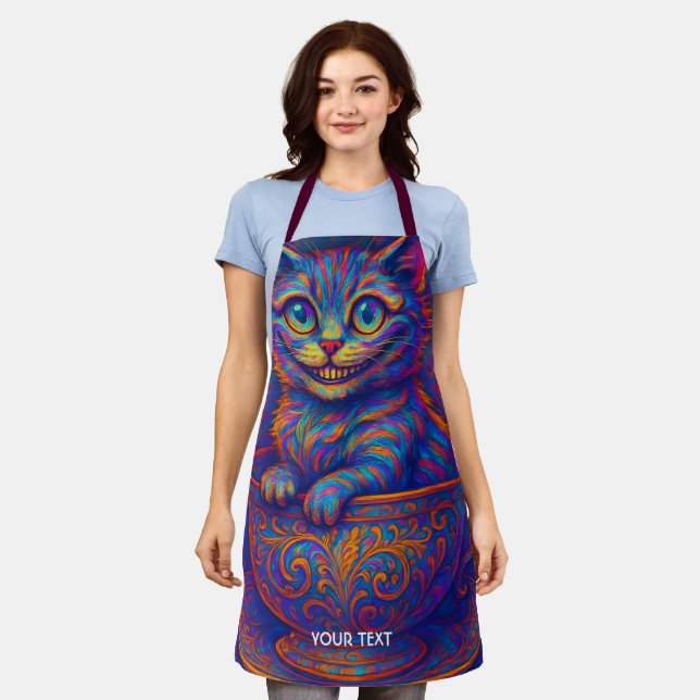 Fantasy Cute Cup Smiling Cat Apron (Worn)