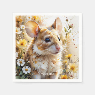 Fantasy Cute Curious Mouse Garden Napkin