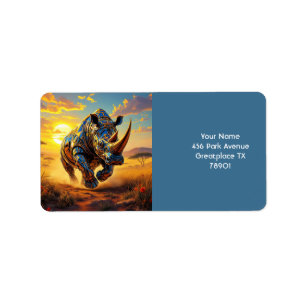 Fantasy Cute Cyber Rhino Desert Label