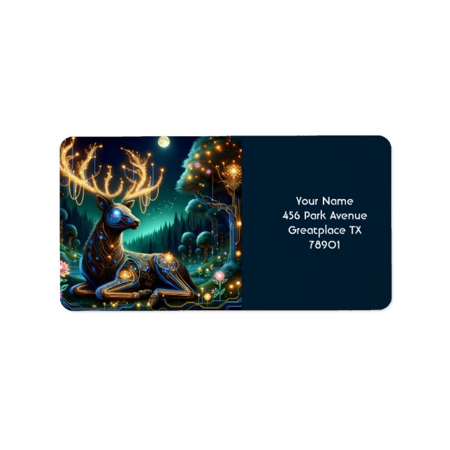 Fantasy Cute Cyber Stag Forest Label (Front)