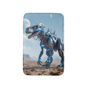 Fantasy Cute Cyborg Dinosaur Desert Bath Mat