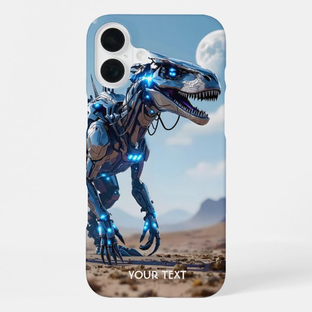 Fantasy Cute Cyborg Dinosaur Desert iPhone Case (Back)