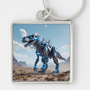 Fantasy Cute Cyborg Dinosaur Desert Key Ring