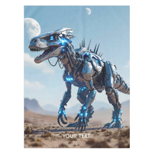 Fantasy Cute Cyborg Dinosaur Desert Tablecloth