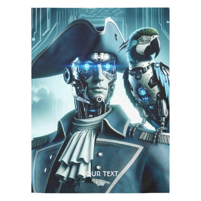 Fantasy Cute Cyborg Parrot Pirate  Tablecloth (Front)