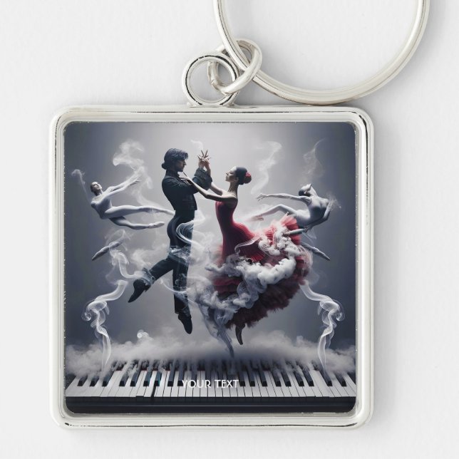 Fantasy Cute Dancer Ballerina Piano Key Ring (Front)