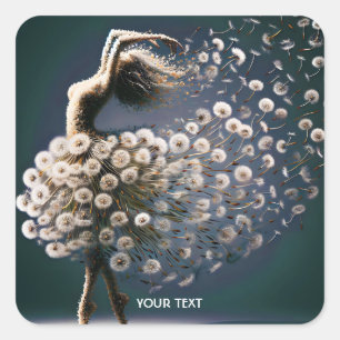 Fantasy Cute Dancer Flying Flowers Square Sticker