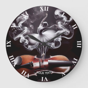 Fantasy Cute Dancing Ballerina  Violin Large Clock