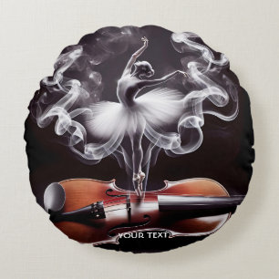 Fantasy Cute Dancing Ballerina  Violin Round Cushion