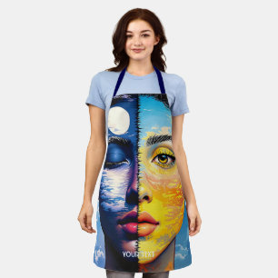 Fantasy Cute Day Night Face  Apron