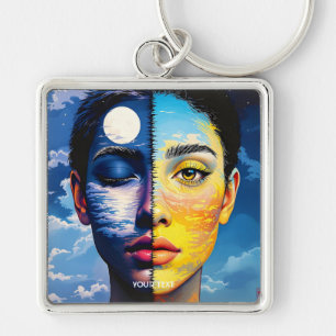 Fantasy Cute Day Night Face Key Ring