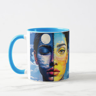 Fantasy Cute Day Night Face Mug