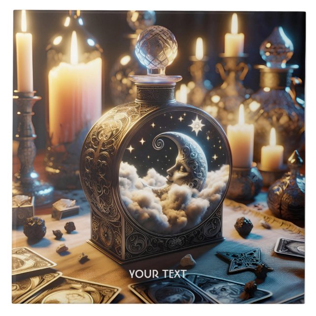 Fantasy Cute Decanter Moon Night Ceramic Tile (Front)