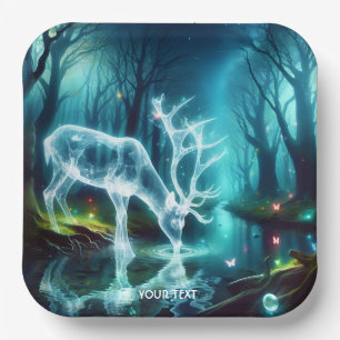 Fantasy Cute Deer Ghost Forest Paper Plate