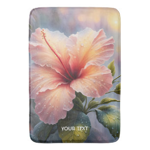 Fantasy Cute Delicate Hibiscus Flower Bath Mat