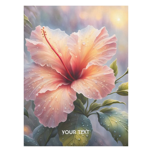 Fantasy Cute Delicate Hibiscus Flower Tablecloth (Front)