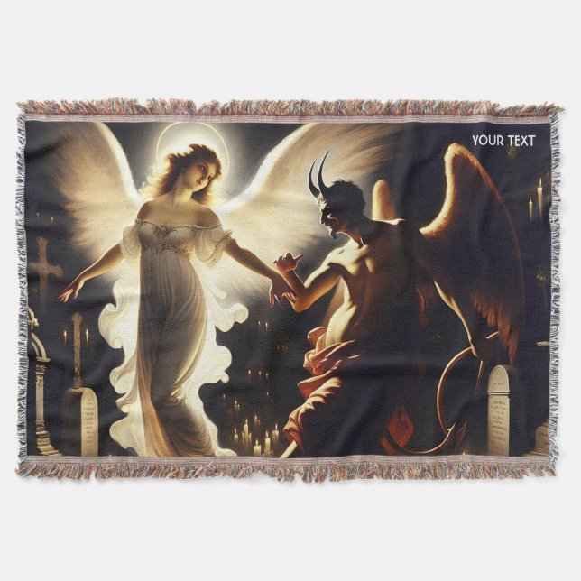 Fantasy Cute Demon Angel Dancing Throw Blanket (Front)