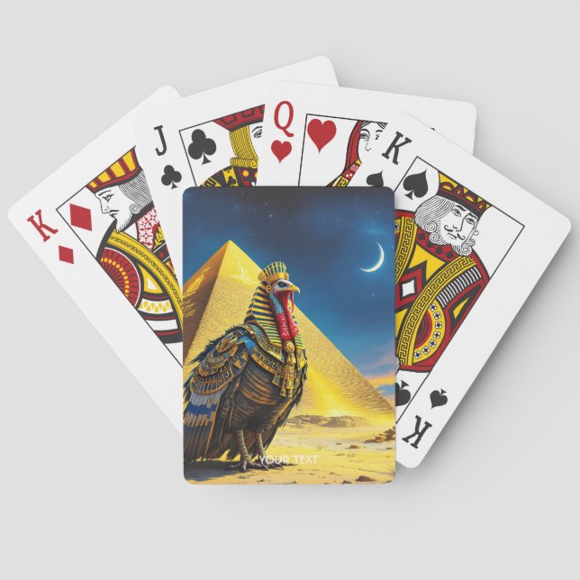 Fantasy Cute Desert Pharaoh Turkey Playing Cards (Back)