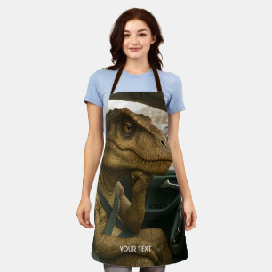 Fantasy Cute Dinosaur Driving Car Apron