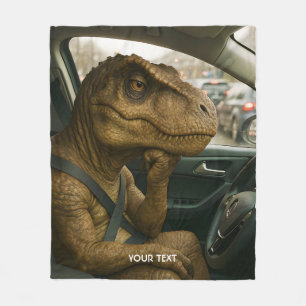 Fantasy Cute Dinosaur Driving Car Fleece Blanket