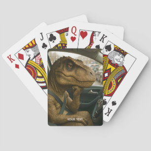 Fantasy Cute Dinosaur Driving Car Playing Cards