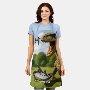 Fantasy Cute Dinosaur Drone Forest Apron