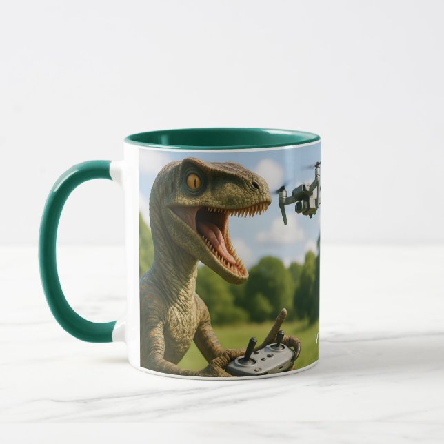 Fantasy Cute Dinosaur Drone Forest Mug (Left)