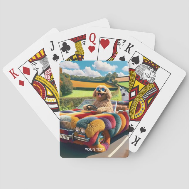 Fantasy Cute Dog Carpet Car  Playing Cards (Back)