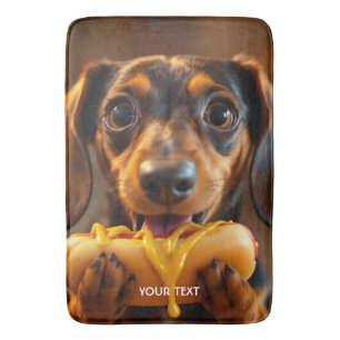 Fantasy Cute Dog Hot Dog Bath Mat