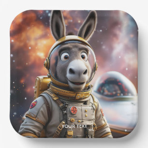 Fantasy Cute Donkey Astronaut Space Paper Plate