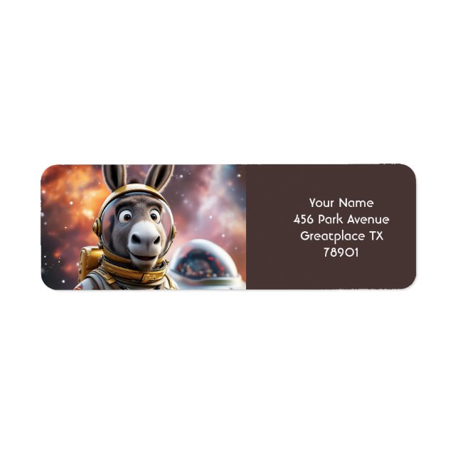 Fantasy Cute Donkey Astronaut Space Return Address Label (Front)