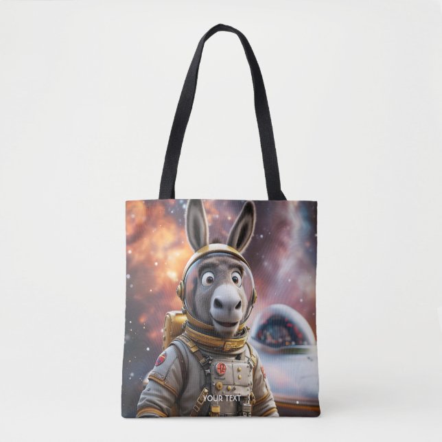Fantasy Cute Donkey Astronaut Space Tote Bag (Front)