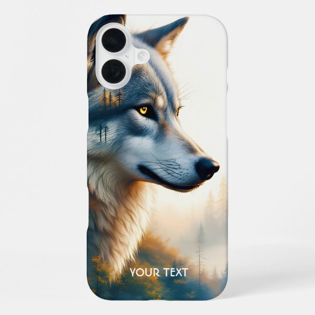 Fantasy Cute Double Exposition Wolf iPhone Case (Back)