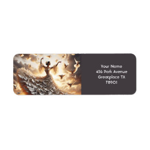 Fantasy Cute Doves Dance Girl Return Address Label