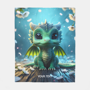 Fantasy Cute Dragon Baby Sakura Fleece Blanket