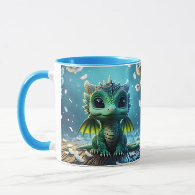 Fantasy Cute Dragon Baby Sakura Mug (Left)