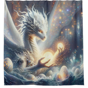 Fantasy Cute Dragon Light Eggs Shower Curtain