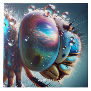 Fantasy Cute Dragonfly Macro Photo Ceramic Tile