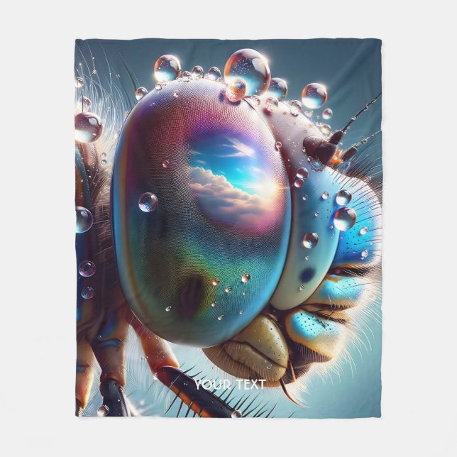 Fantasy Cute Dragonfly Macro Photo Fleece Blanket (Front)