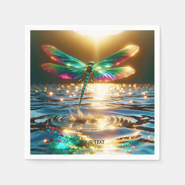Fantasy Cute Dragonfly Water Reflection Napkin (Front)