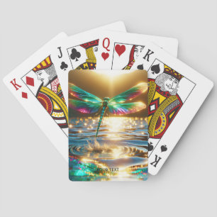 Fantasy Cute Dragonfly Water Reflection Playing Cards