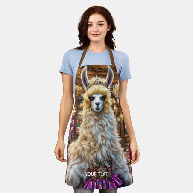 Fantasy Cute Drama Llama Queen Apron (Worn)