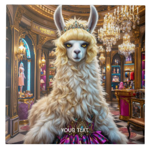 Fantasy Cute Drama Llama Queen Ceramic Tile