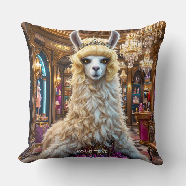 Fantasy Cute Drama Llama Queen Cushion (Front)