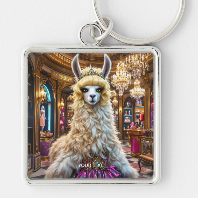 Fantasy Cute Drama Llama Queen Key Ring (Front)